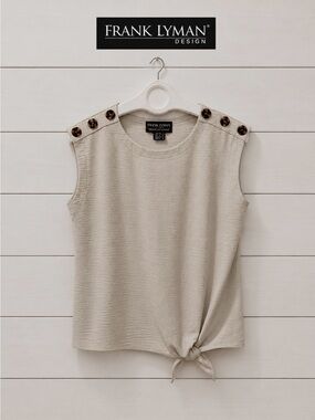 Frank Lyman sleeveless beige blouse with front tie size 2